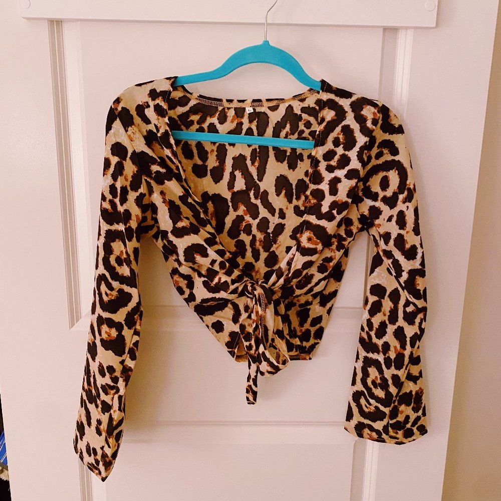 Zaful Cheetah Front Tie Top